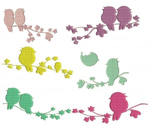 Stickserie Frühlingsgezwitscher Silhouette